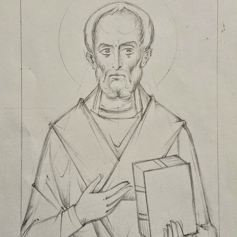 Saint Nicolas de Myre, dessin au crayon