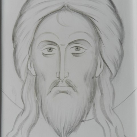 Le visage du Christ, dessin à l'encre